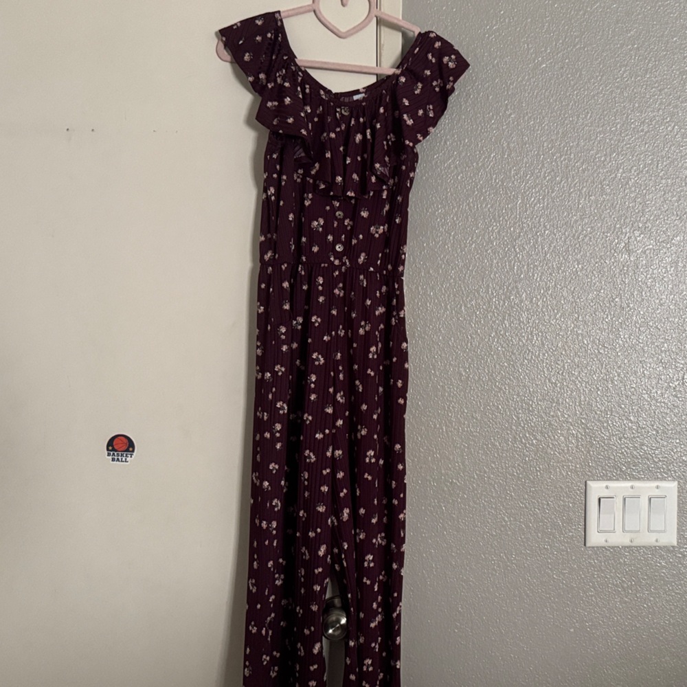 Justice Burgundy Floral Top
